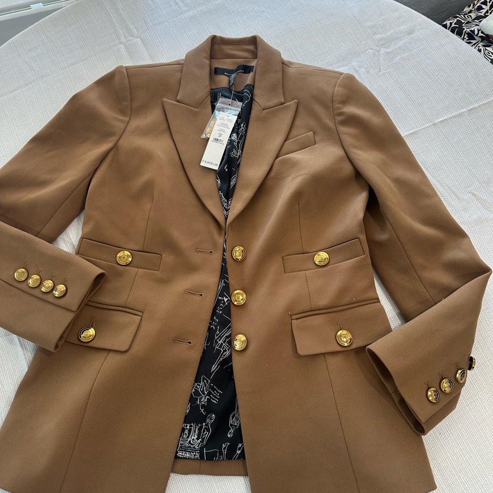 White House Black Market Brown Blazer with Gold Buttons
